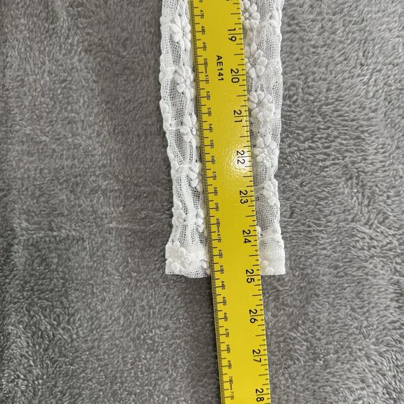 BARDOT Top Women M White Lace Floral Sheer Bodysuit Snap Button Mock Neck LS - Picture 12 of 13